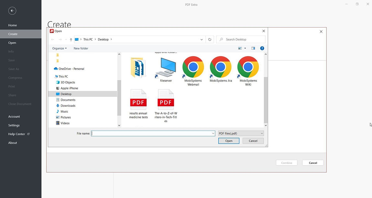 Navigate to where your to-be-merged files are located.