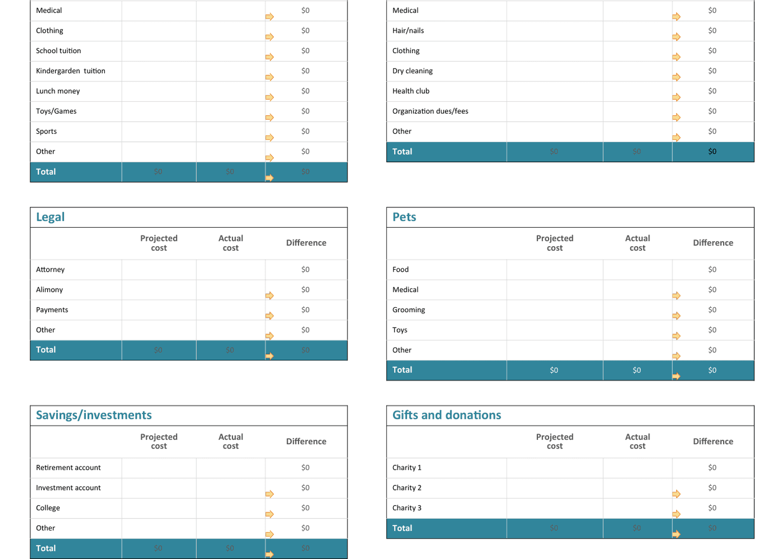 Monthly Family Budget template preview 5