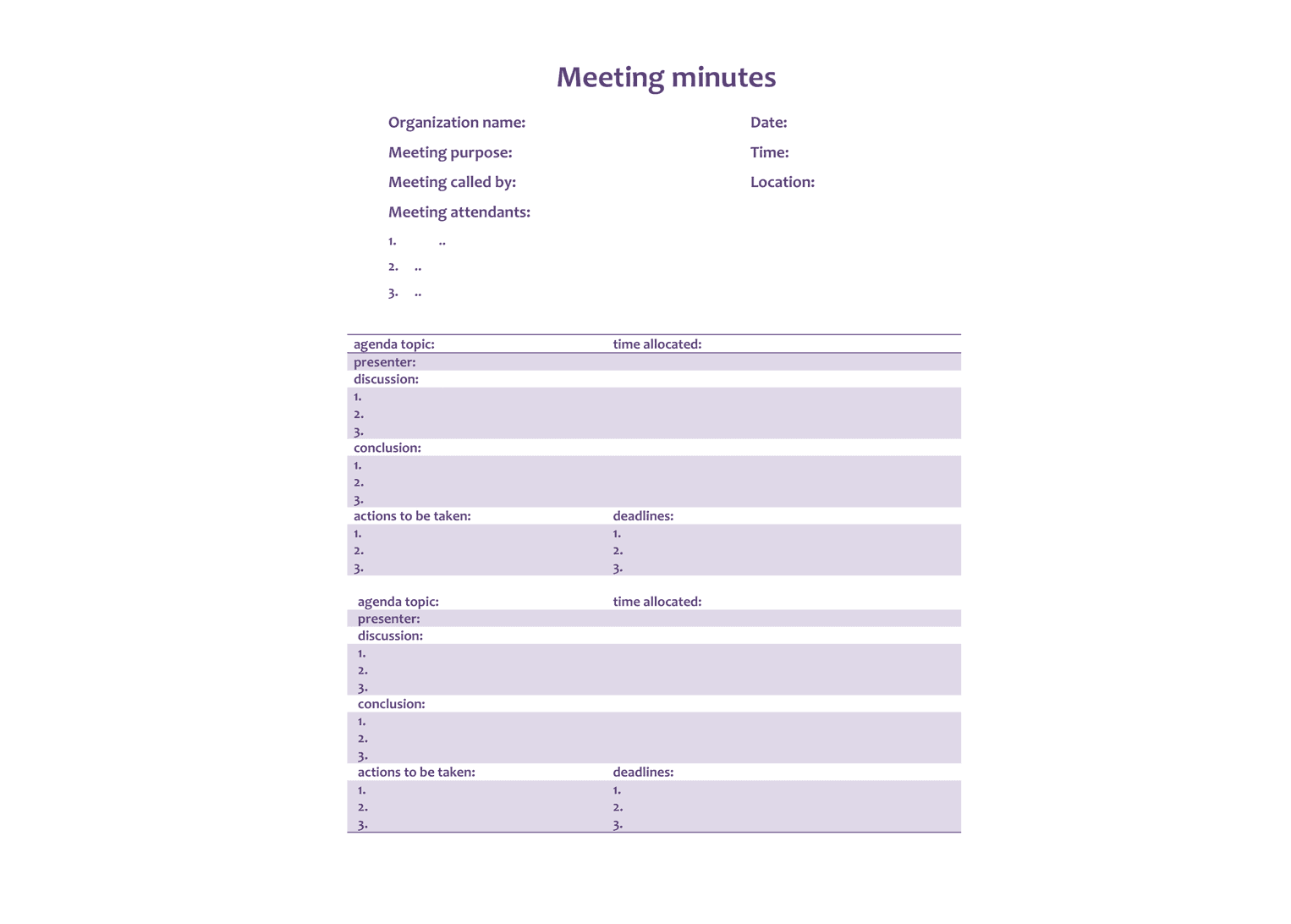 Business Meeting Minutes template preview