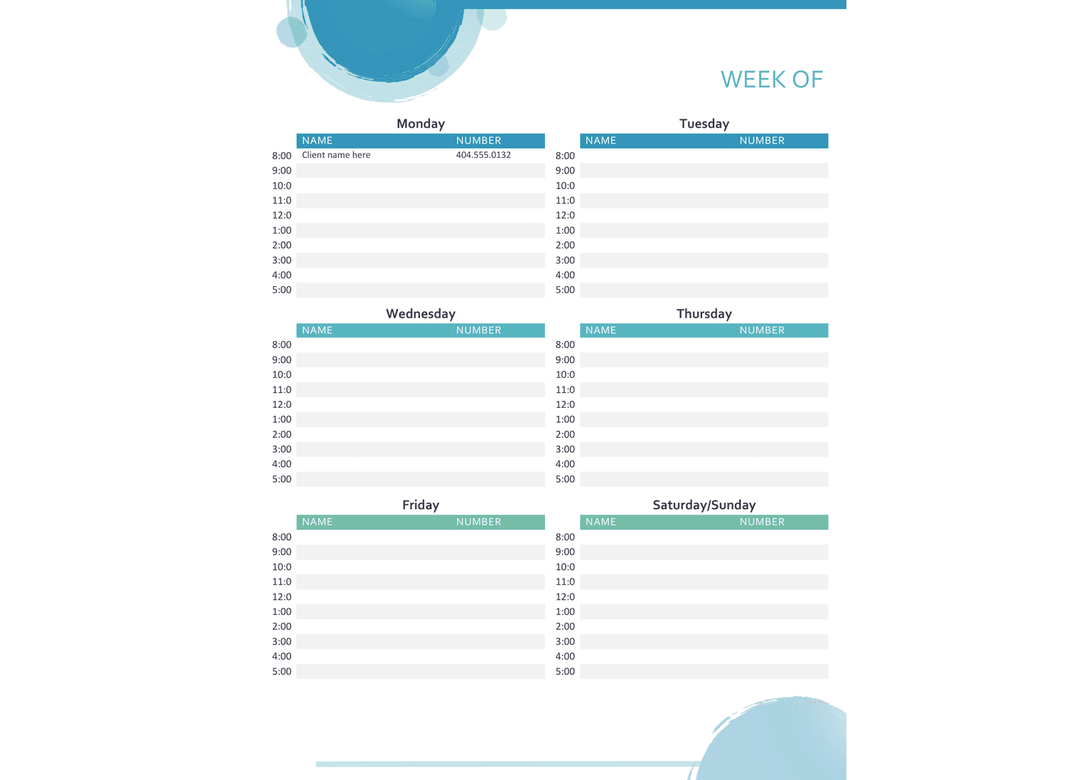Weekly Planner template preview