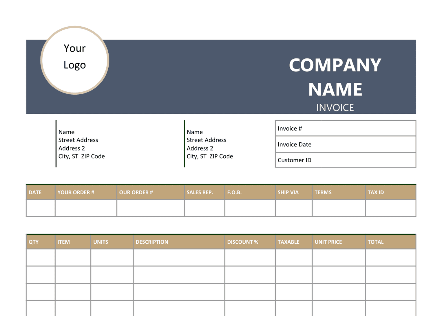Invoice (Word) template preview 1