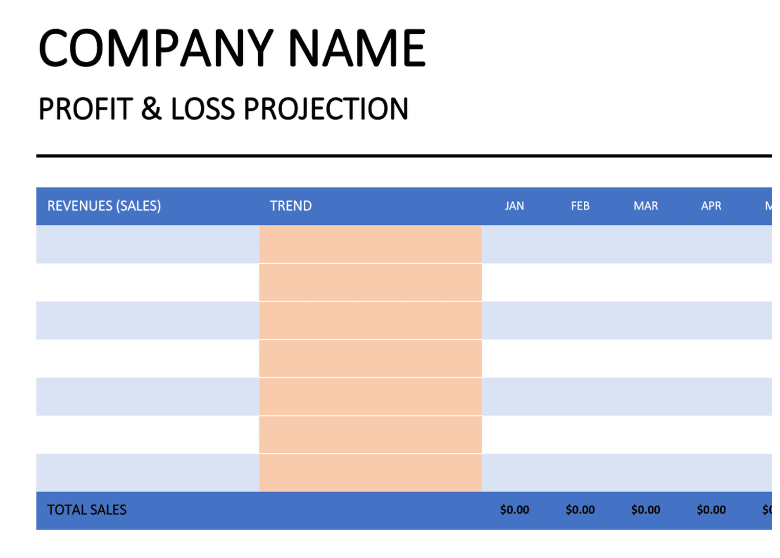 Profit and Loss Income template preview 1