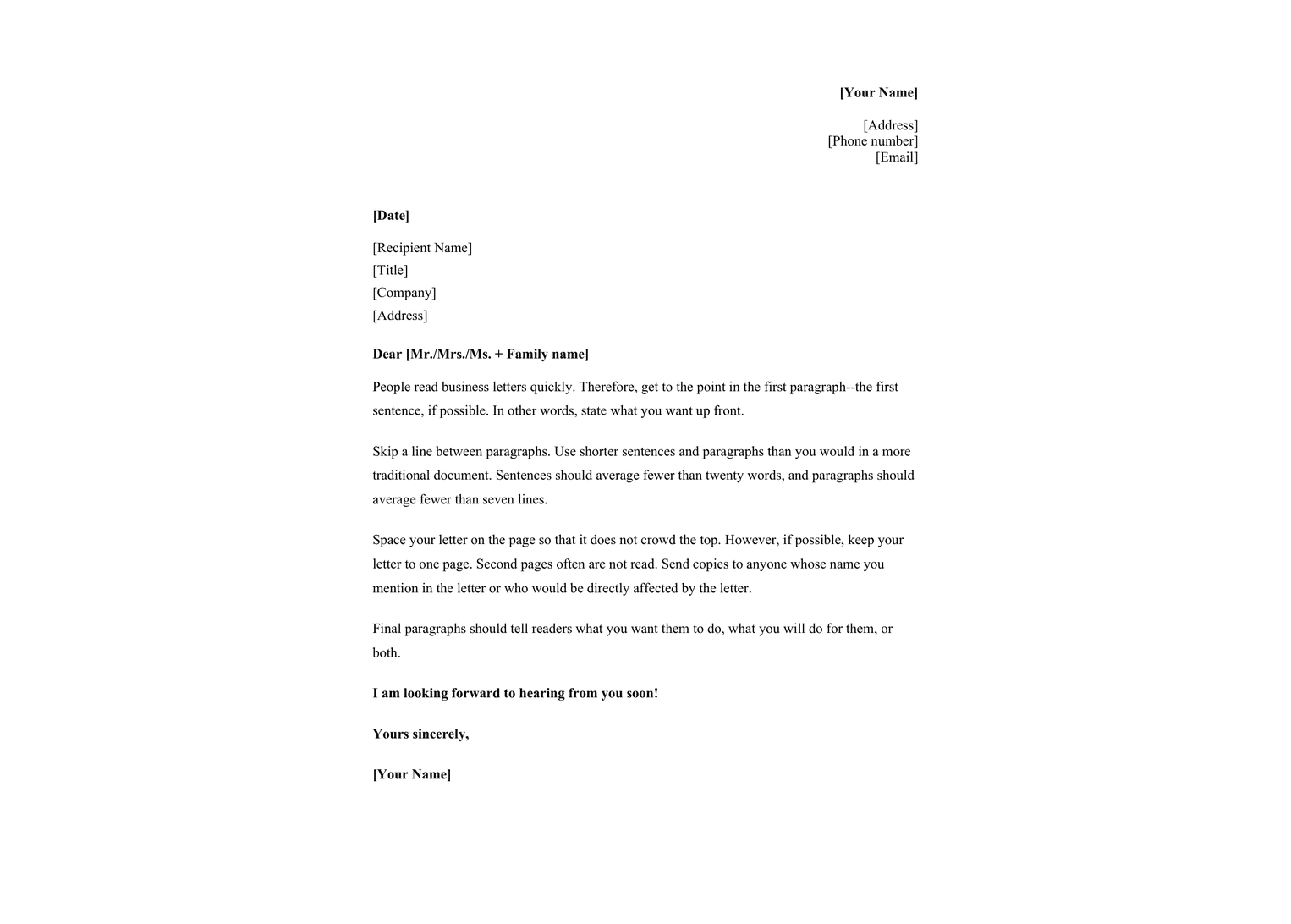 Formal Letter template preview