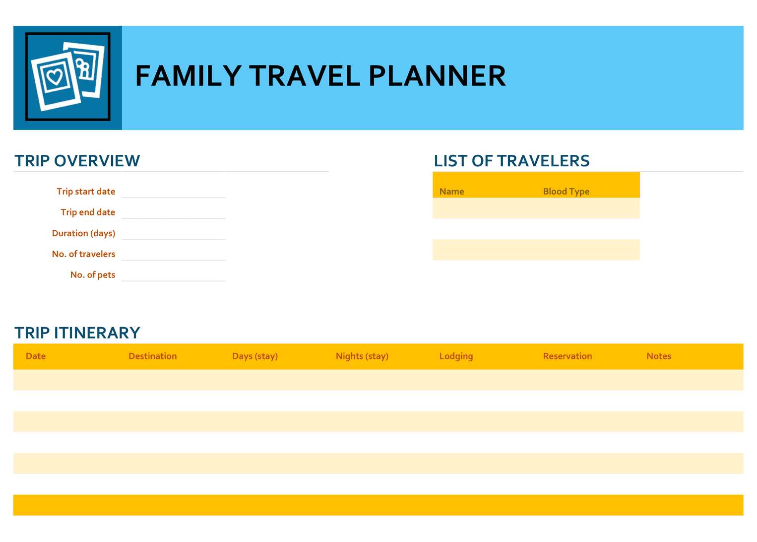 Family Travel Planner template preview 1