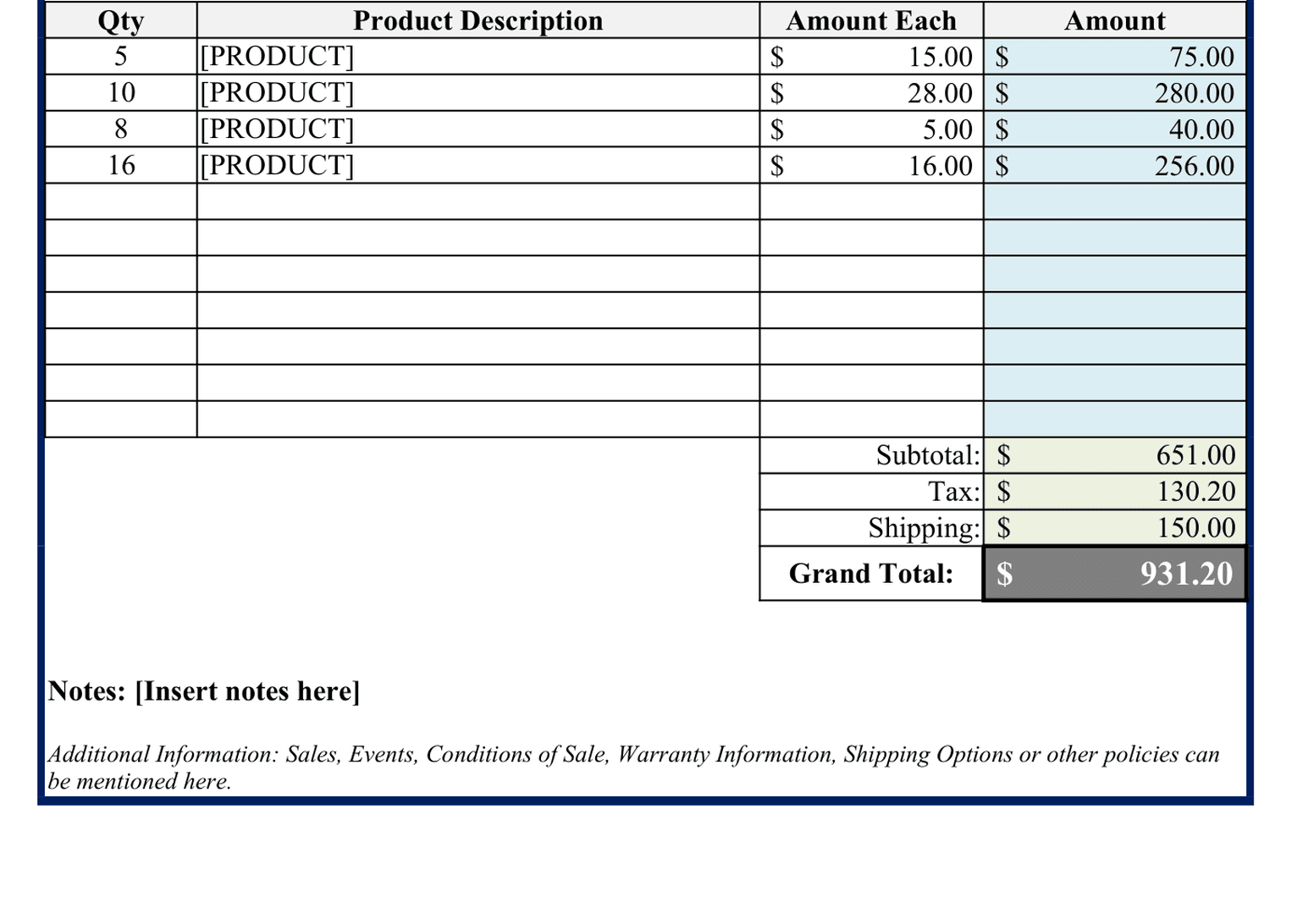 Invoice (Excel) template preview 2