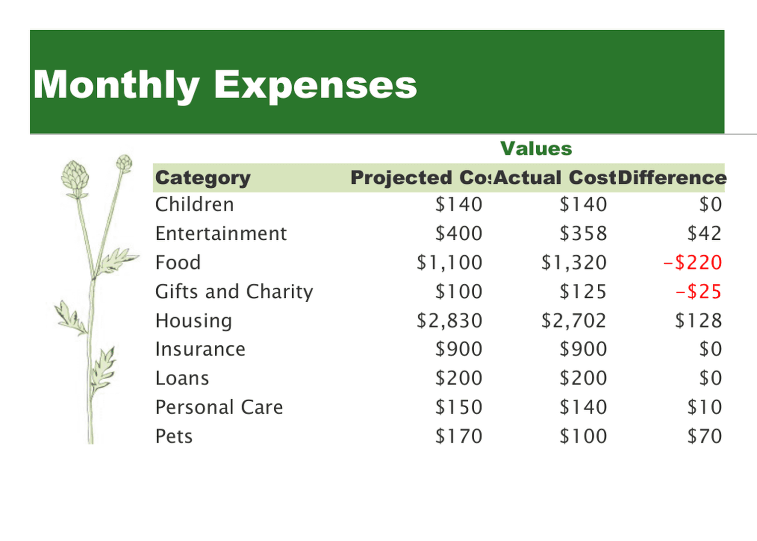 Monthly Budget Report template preview 3