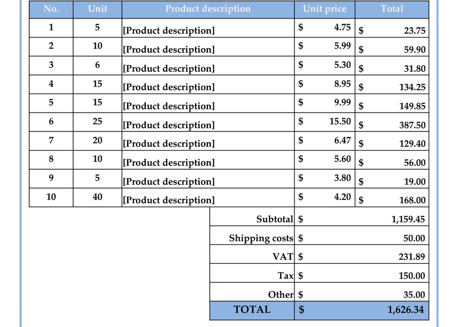 Simple Purchase Order template preview 2