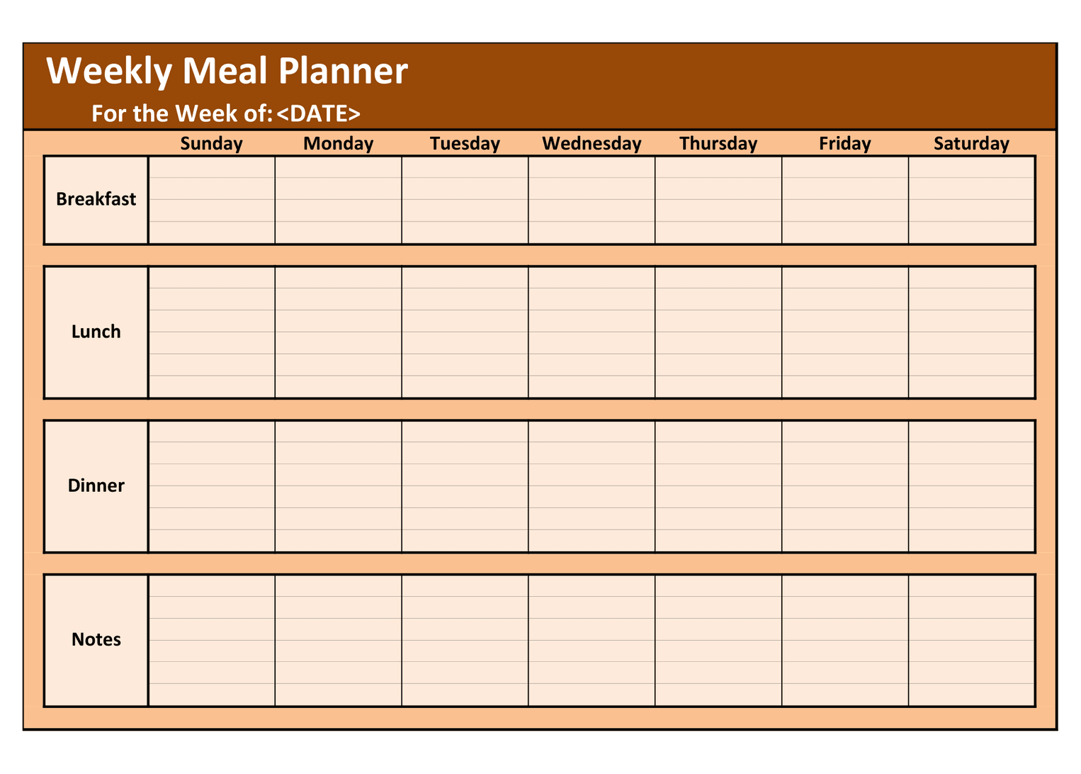 Weekly Meal Planner template preview