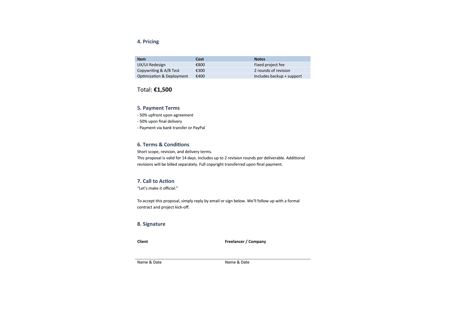 Client Proposal template preview 2