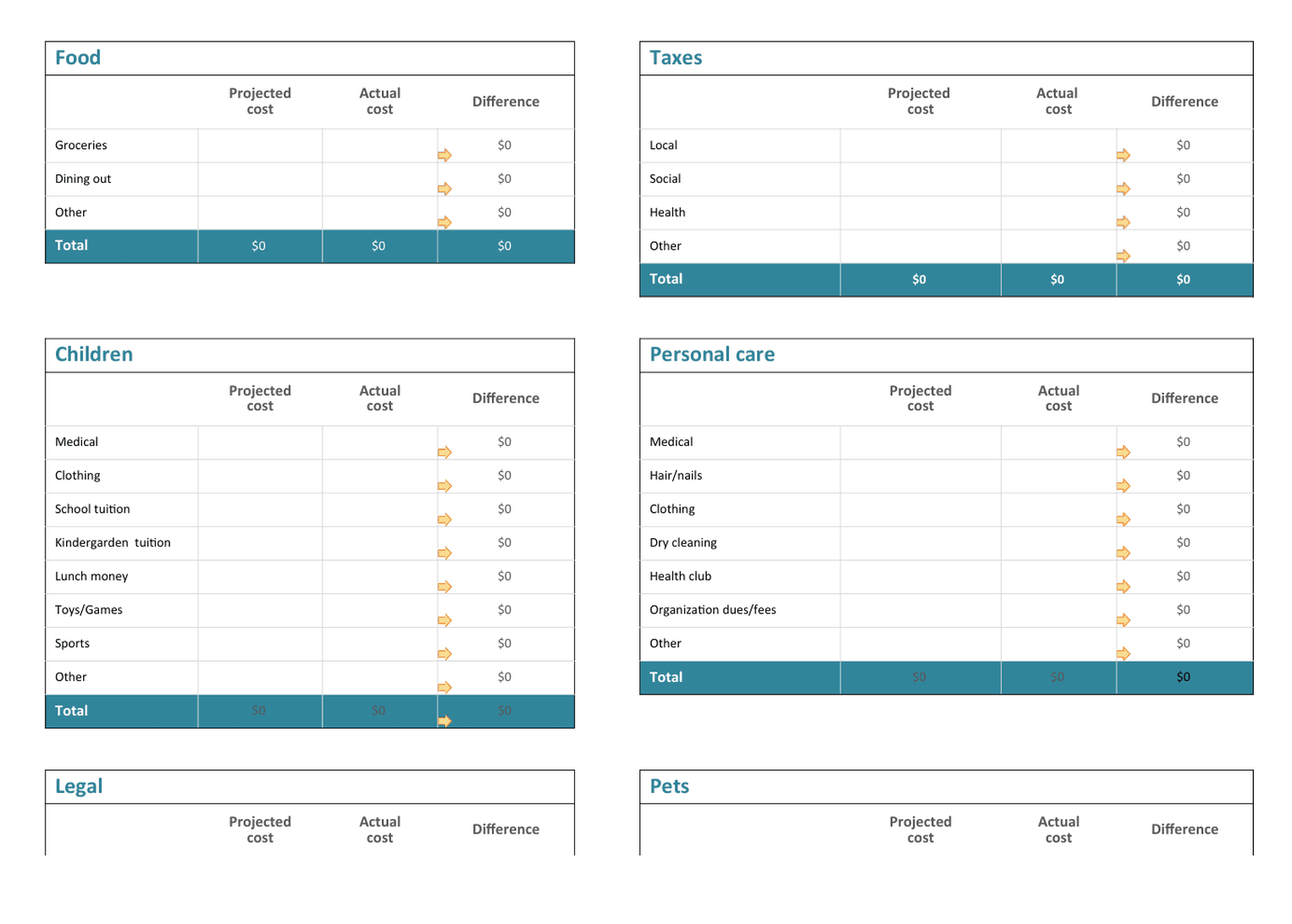 Monthly Family Budget template preview 4