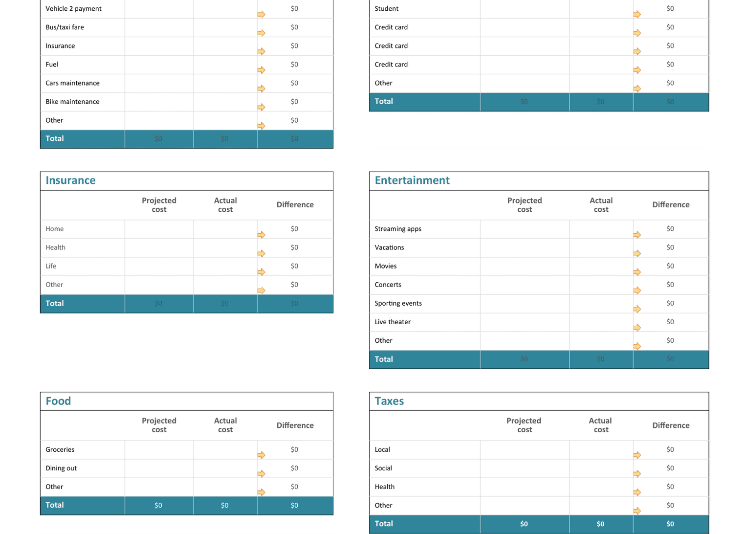 Monthly Family Budget template preview 3