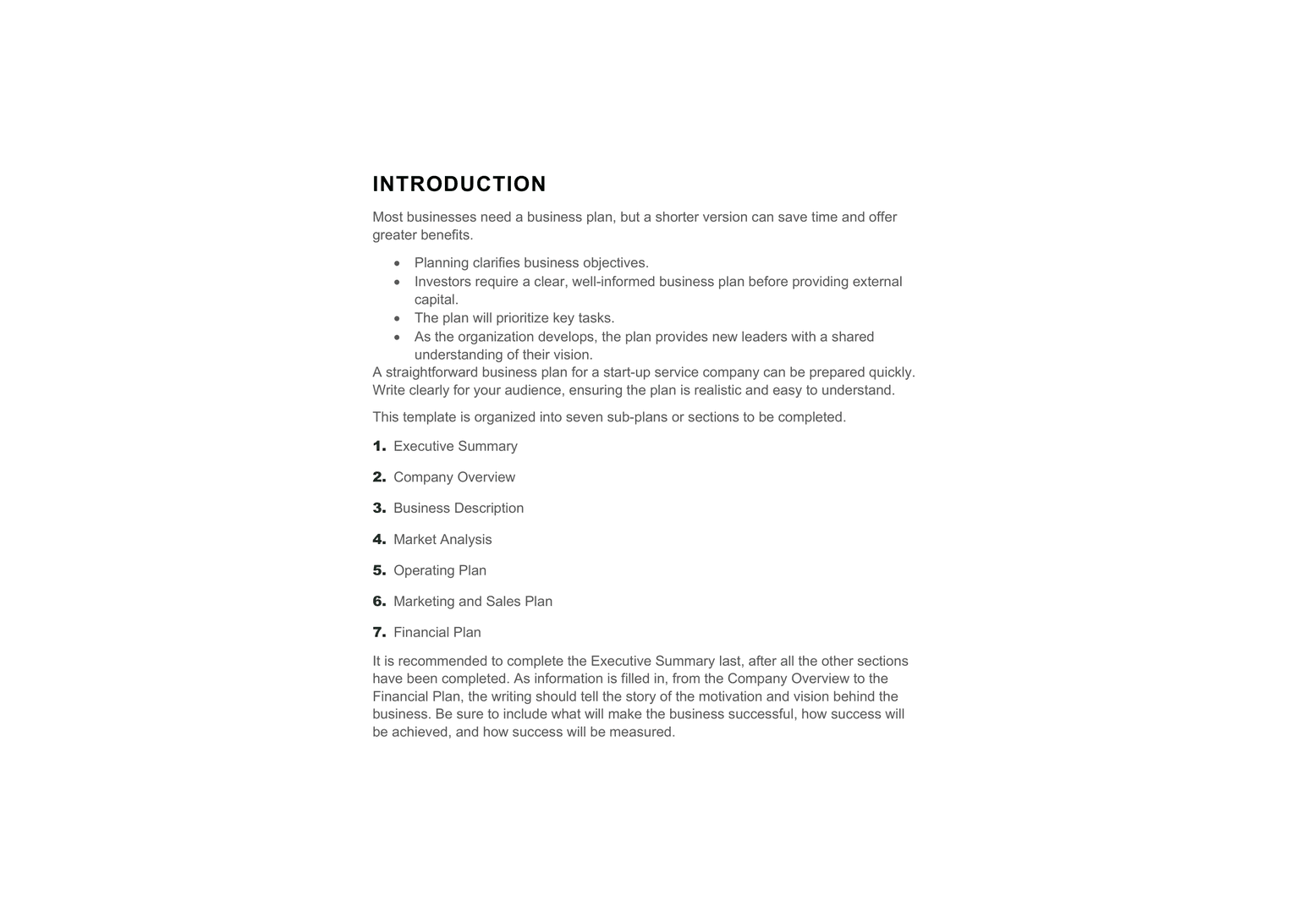 Small Business Plan template preview 3