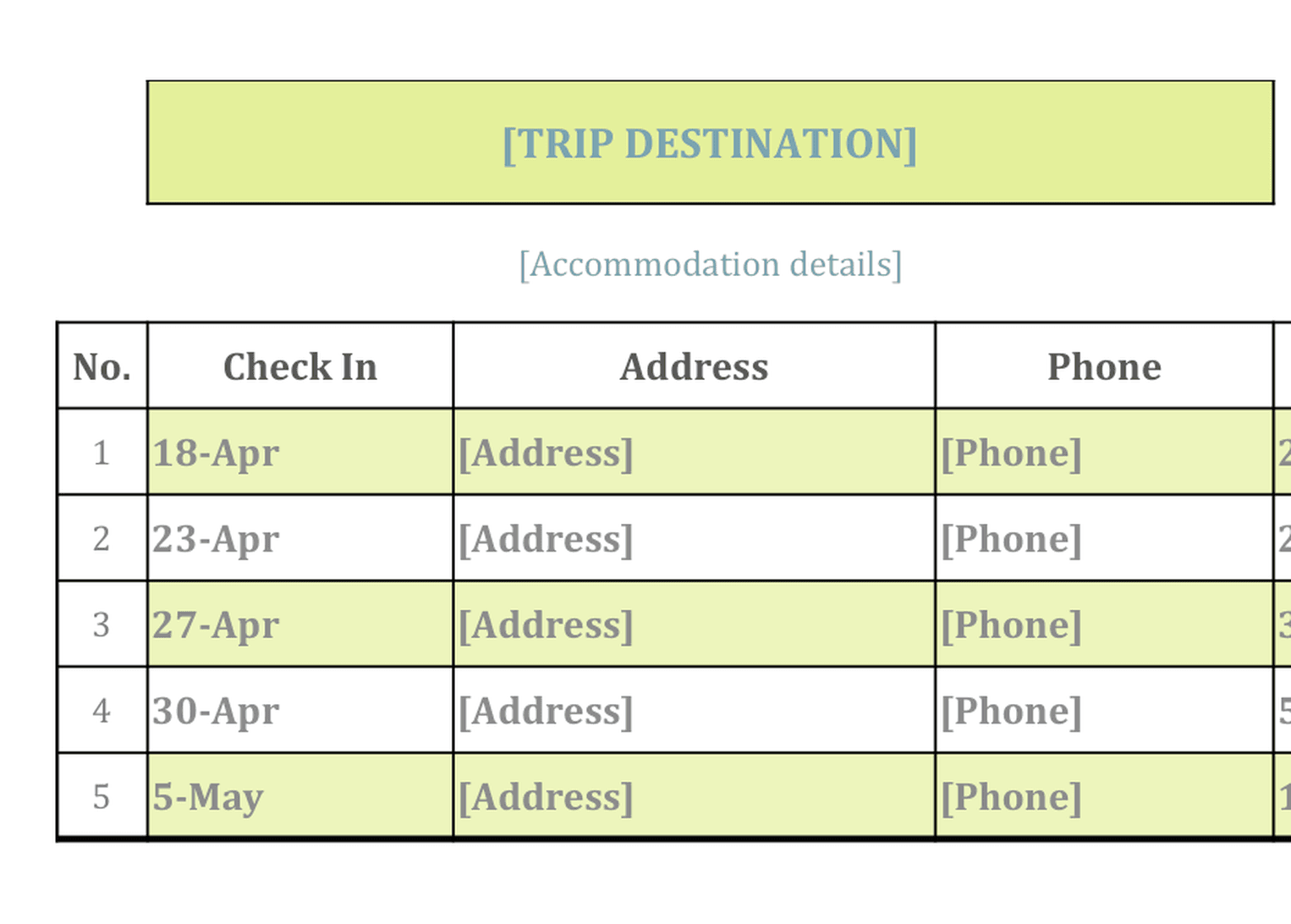 Trip Organizer template preview 2