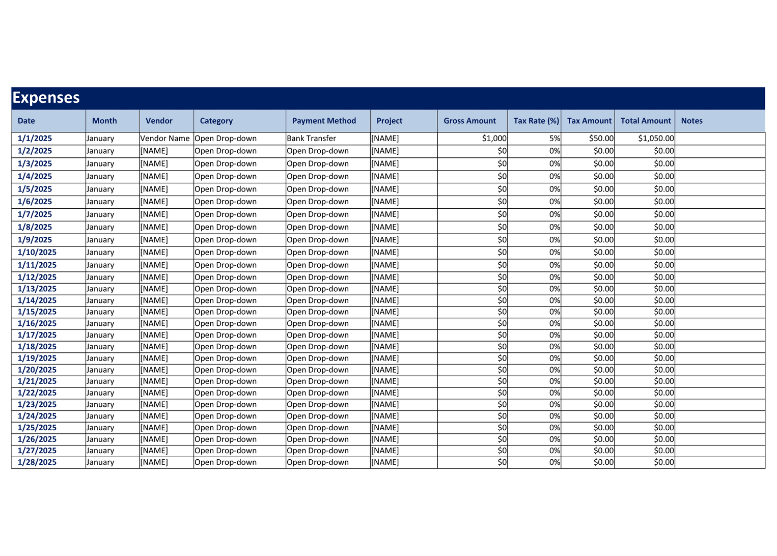 Expense Tracker template preview 1