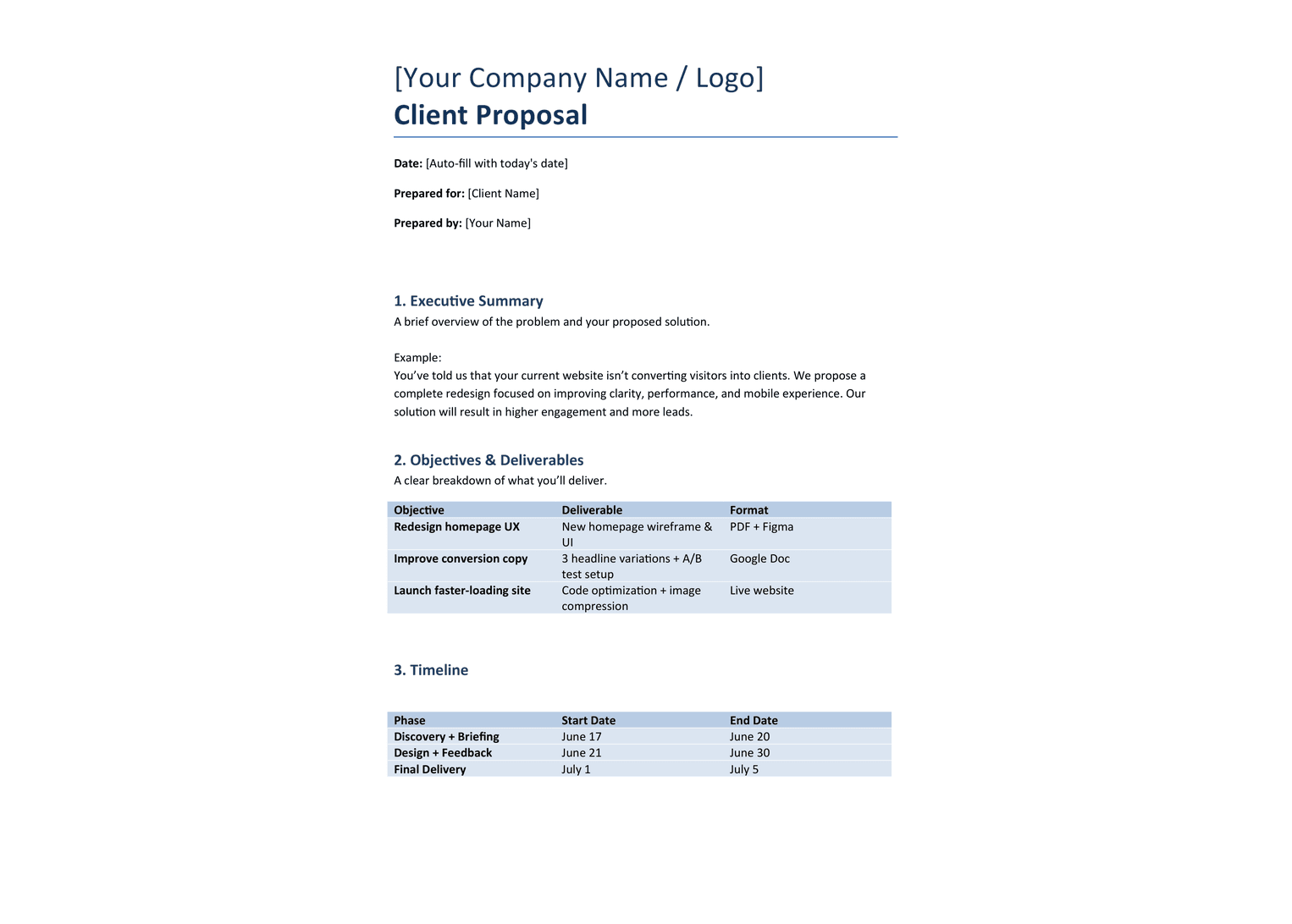 Client Proposal template preview 1